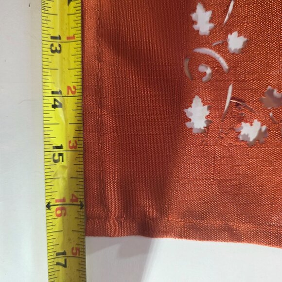 Thanksgiving Tablecloth Napkin Set cutwork leaf orange autumn holiday linens - Picture 6 of 7